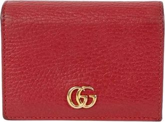 Gucci Pre-owned Wallets, female, Red, Size: ONE SIZE Pre-owned GG Marmont Card Case Wallet