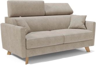 Divani.Store Francy Sofá cama con reposacabezas ajustables 200 cm (mat. 160x197) Beige