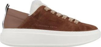 Alexander Smith Wembley Donna in bruin su&egrave;de en witte nepbont voering - Dames - Sneakers - Bruin - 40 EU - Nepbont - Schoenen