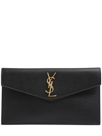 Saint Laurent Medium Uptown Monogram Leather Clutch