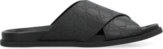 Gucci Slippers van leer - Heren - Sandalen - Zwart - 38 1/2 EU - Leer - Schoenen