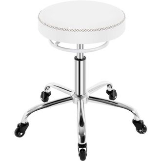 Woltu Sgabello Girevole Altezza Regolabile pu Sedia Girevole 360&deg; Imbottitura della Seduta 6.5 cm Bianco - Woltu