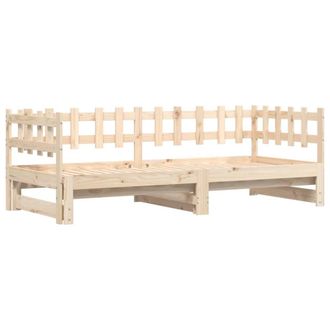 Berkfield Home Pull-out Day Bed 2x(90x200) cm Solid Wood Pine in Natural