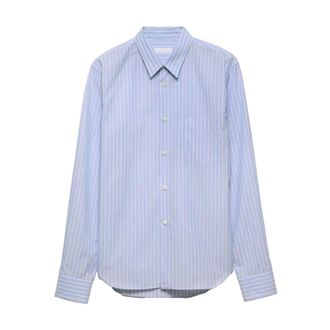 Prada Formal Shirts, male, Blue, Size: L Striped Cotton Shirt