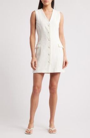 Faithfull The Brand Eloise Linen Minidress in White at Nordstrom Rack, Size Xx-Large