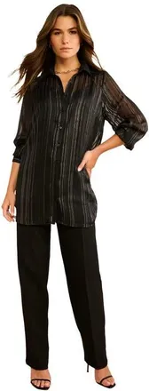 Roaman's Kate Lurex Stripe Blouse in Black at Nordstrom, Size 22