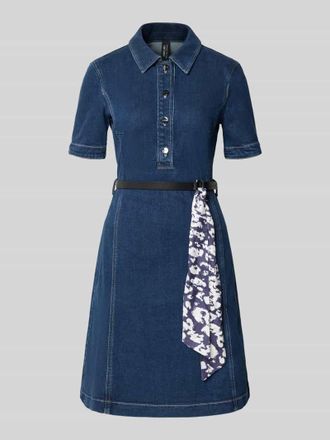 Marc Cain Knielanges Jeanskleid mit G&uuml;rtel in Jeansblau, Gr&ouml;&szlig;e 34