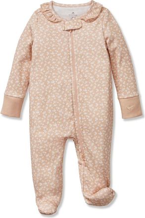 Petite Plume Ditsy Waltz Pima Romper in Beige at Nordstrom, Size 0-3M