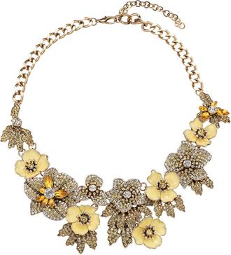 Eye Candy Los Angeles Yellow Flower Statement Necklace in Silver And Yellow at Nordstrom Rack