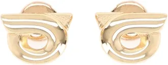 Ferragamo Hooks Graceful Curves Gold Tone Brass Earrings