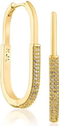 Kenneth Jay Lane Pav&eacute; Oval Hoop Earrings in Gold Plated at Nordstrom