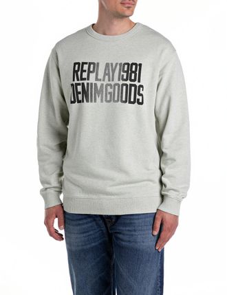 Replay Sweatshirt REPLAY, Herren, Gr. XXL, light mint melange, Sweatware, Obermaterial: 100% Baumwolle, bedruckt, regular fit, Rundhals, angesetztes B&uuml;ndchen