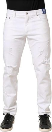 Dolce & Gabbana Palm Tree Skinny Jeans - Heren - Slim Fit Jeans - Wit - L - Katoen - Jeans