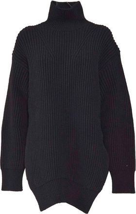 Jil Sander Black Ribbed Wool Turtleneck Sweater