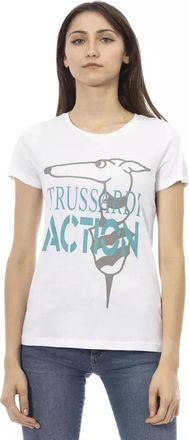 Trussardi Action Chic T-shirt met print - Dames - T-shirts - Wit - L - Katoen - Tops