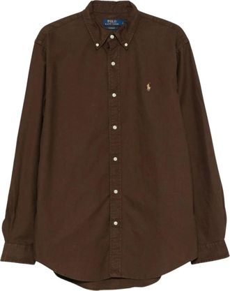 Ralph Lauren Camisa Oxford Te&ntilde;ida en Prenda - Shirts - Hombre - Marr&oacute;n - XL