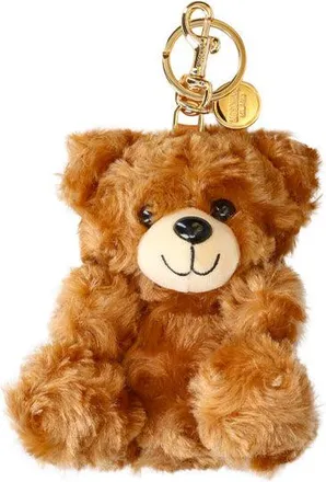 Moschino Brown Teddy Bear Fabric Keyring Charm