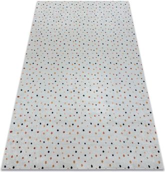 RugsX BAMBINO 47890 washing carpet Dots for children anti-slip - white / brown white 200x290 cm