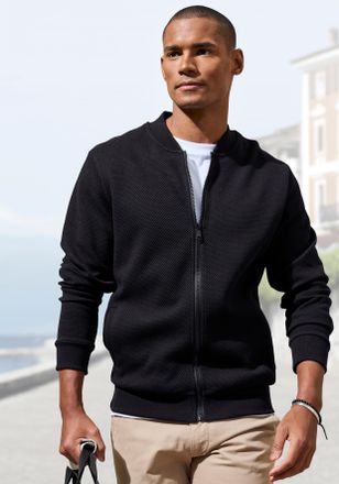 John Devin Sweatjacke JOHN DEVIN aus Struktur-Qualit&auml;t, Damen, Gr. XL (56/58), schwarz, Obermaterial: 83% Baumwolle, 16% Polyester, 1% Elasthan, unifarben, regul