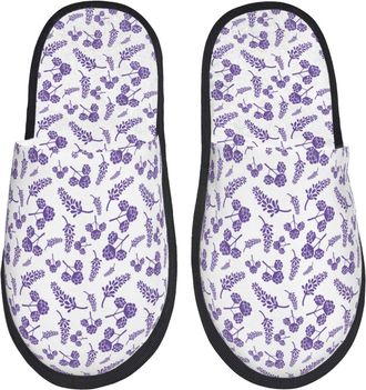 Generic House Slipper Lavender Flowers Print Plush Womens Slippers Fluffy Cosy Home Slippers Guest Hotels M