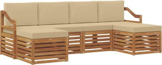 vidaXL Conjunto De Sof&aacute;s De Exterior 6 Uds. Natural Y Beige Vidaxl