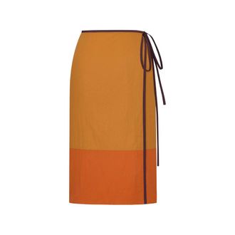 Saint Laurent Tie-detail Colour-block Skirt