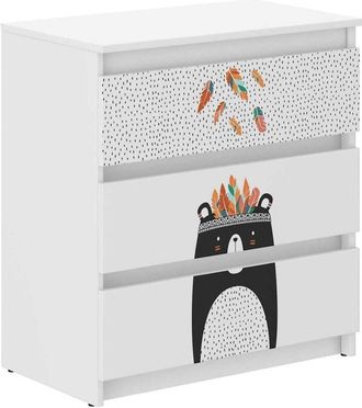 OEM C&oacute;moda Infantil R-3 Osito De Peluche Blanco Y Negro