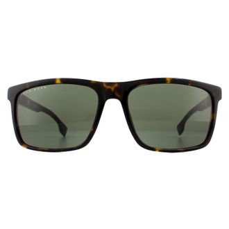 HUGO BOSS Rectangle Mens Dark Havana Green Zonnebril