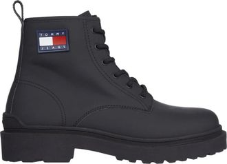 Tommy Jeans Zwarte Veterschoenen voor Mannen - Heren - Veterlaarzen - Zwart - 45 EU - Leer - Schoenen