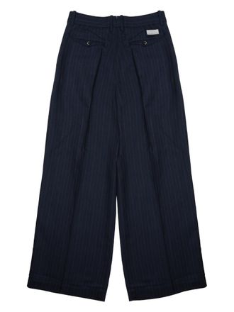 Nine In The Morning Wide-Leg Palazzo Viscose-Linen Trousers - Blue