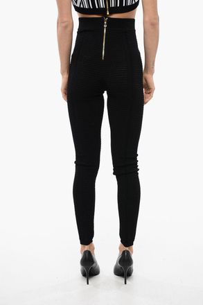 Balmain Leggings Open-knit a Vita Alta Balmain