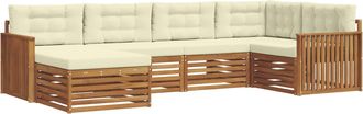 vidaXL Conjunto De Sof&aacute;s De Exterior 6 Uds. Natural Y Crema Vidaxl