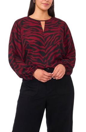 Vince Camuto Animal Print Keyhole Neck Top in Boysenberry at Nordstrom, Size 2 X