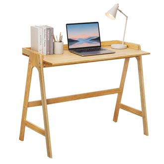 Relaxdays Relaxdays Scrivania In Legno, Hxlxp: 81,5 X 107 X 48,5 Cm, Scrivania Compatta Per Home Office, Naturale