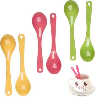 OEM Juego De 24 Cucharas De Pl&aacute;stico De Colores De 11,4 Cm (4,5 Pulgadas), F&aacute;ciles De Limpiar, Ideales Para Sopas, Yogur Y Postres