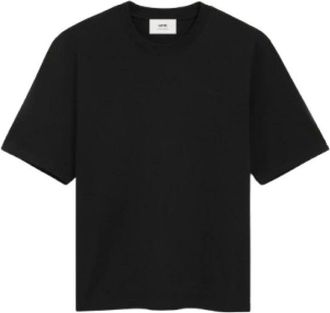 Ami T-Shirts, male, Black, M, Black Cotton T-shirt with Embossed Logo