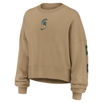 Nike Michigan State Phoenix 2-Hit Nike Womens College Pullover Crew in Brown | 01D72FEMST-ZEE