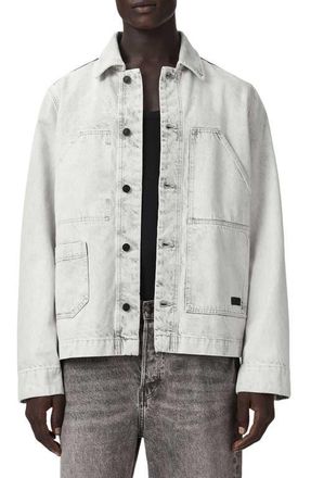AllSaints Denim Shacket in Bleached Grey at Nordstrom, Size Medium