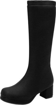 Generic Women Pu Leather Knee High Boots Round Toe Winter Long Elegant Cosplay Party Boot