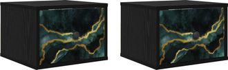 vidaXL Mesita De Noche De Pared Wijhe 2 Uds. Roble Negro Vidaxl