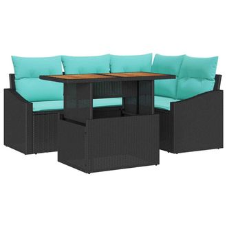 vidaXL Conjunto De Comedor De Jard&iacute;n 5 Pcs Negro Y Verde Azulado Vidaxl