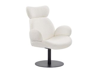 Vente-Unique Sill&oacute;n pivotante de tela boucl&eacute; blanco ATORCO
