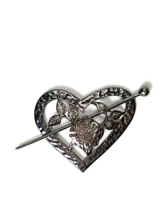 Twin-Set heart-shaped brooch - women - Zinc - One Size - Grey