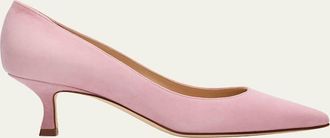 Manolo Blahnik 50mm Srila Suede Kitten Heel Pumps
