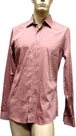 Gucci Mens Pale Red Cotton Silk Slim Dress Shirt (42 / 16.5)