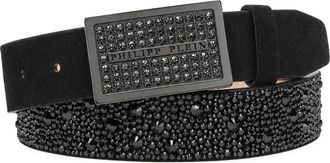 Philipp Plein Leopard Leren Riem - Dames - Riemen - Zwart - 75 CM - Leer - Accessoires
