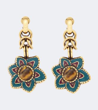 Etro Embellished floral drop earrings