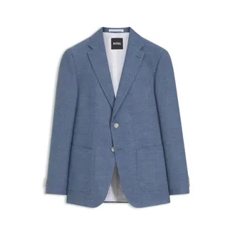 BOSS Slim-fit blazer in a patterned virgin wool blend