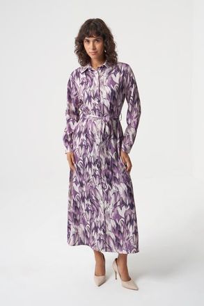 Mizalle Ellips Patterned Shirt Dress at Nordstrom, Size Medium