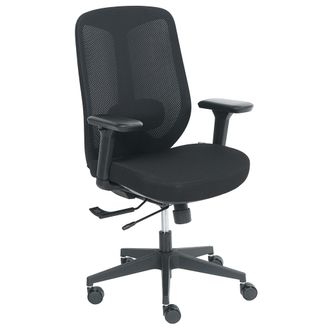 Beliani Silla De Oficina Ergon&oacute;mica Con Soporte Lumbar Reposabrazos Ajustables Asiento Deslizante De Malla Negro Zeler